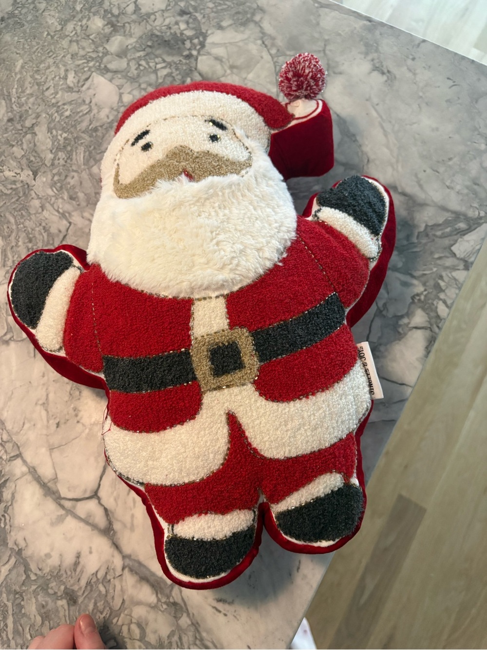 New Large Festive Santa Plush Holiday Pillow - Red